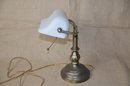 (#53) Library Desk Lamp Glass Shade 14'H