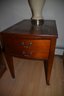 (#56) Vintage Mahogany Leather Top Side 1 Deep Draw Accent End Table