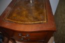 (#56) Vintage Mahogany Leather Top Side 1 Deep Draw Accent End Table