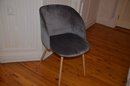 Grey Plush Modern Desk Chair Metal Legs - LIKE NEW