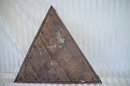 (#108) Antique Vintage Knights Of Pythias Initiation Ritual Rubber Spiked Oak Triangle Wood Board