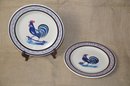 (#63) Pair Of Henriot Quimper France Pottery Le Coq Rooster Plate 10' Hanging Wall Art