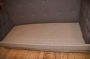 Restoration Hardware Sofa French Country Brown Pine Wood And Burlap Tufted Back One Cushion