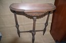 Vintage Wood Side Accent 3 Legged 1/2 Moon Demilune Console Table