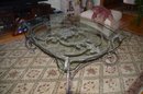 Thomasville Coffee Table Iron Base Beveled Edge Glass Top Very Heavy