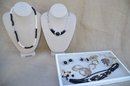 (#100) Black And Silver Tone Lot Of Costume Jewelry