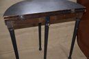 Vintage 4 Legged Side Accent Flip Top Demilune Console Table - See Condition Notes