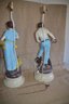 (#1) Vintage Ceramic Woman And Man Table Lamps With Out Shades 31'H - (women No Plug - Man Works)