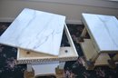 Vintage Marble Top Wood Base End Tables - Marble Removable