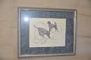 (#7) Framed Drawing Picture Of Portuguese Water Dogs Signed 1992 Bhickman 14/250