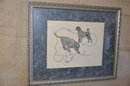 (#7) Framed Drawing Picture Of Portuguese Water Dogs Signed 1992 Bhickman 14/250