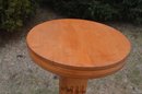(#10) Wood Pedestal Stand With Removable Round Top