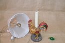 (#11) Resin Rooster Small Table Lamp With Shade