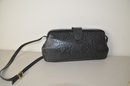 (#302) Vintage Black Leather Handbag Carole M. Studio Italy Magnetic Snap - Hardly Used