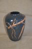 (#16) Ceramic Large Vase Black / Tan Detail Design
