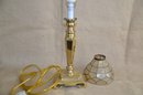 (#56C) Brass Table Stick Lamp With Beige Shade 17.5 Height Base 5.5