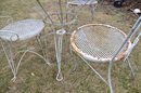 (#16) Metal Iron Outdoor Patio Table And 3 Chairs (one Chair Doesn't Match)