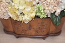 (#5) Artificial Floral Arrangement Hydrangeas In Wood Oval Basket