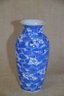(#20) Ceramic Blue And White Vase Unmarked 6.5'H