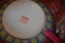 (#162) Chinese Asian Red And White Dish Ware Set And Serving Pieces