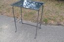 (#27) Side Accent Metal Base Table With Mirror Top