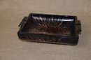 (#70) Vintage MCM Ash Tray Black Glitter Copper Cigarette / Cigar Ash Tray 8x8