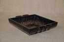 (#70) Vintage MCM Ash Tray Black Glitter Copper Cigarette / Cigar Ash Tray 8x8