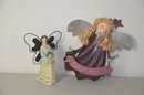 (#312) Wood Guardian Angel Wall Hanging And Resin Angel Mother & Daughter Love Forever Figurine