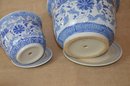 (#158) Blue And White Ceramic Planters With Saucer