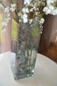 (#11) Artificial White Bell Floral Arrangement In Petit Cours Botanical Hand Painted Glass Vase