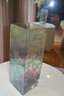(#11) Artificial White Bell Floral Arrangement In Petit Cours Botanical Hand Painted Glass Vase