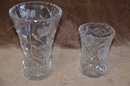 (#33) Cut Crystal Glass Vases / Bud Vase Lot Of 2
