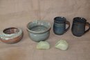 (#163) Hand Made Pottery Bowl And Mugs And Pair Of Hand Made Whistles
