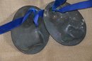 (#117) Pair Of Metal Roman Solider And Women Decorative Plaques 4'H Velvet Ribbon For Hanging