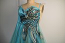 (#70GV) Blue Teal Peacock Party Dress By Nina Canacci Size 6 (Mini Dress)