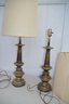 (#73) Vintage Pair Of Very Heavy 26' Brass Stiffel Style Candle Stick Table Lamps N0 ShadeS