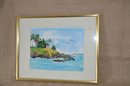 6) Watercolor Framed Picture Of Beach House By Jane McCrea