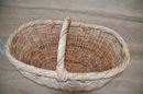 (#17) Wicker Basket With Wooden Block Stand