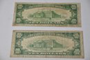 (#438) Lot Of 2 Series 1934 D And A Ten $10 Dollar Bill Federal Reserve Note B59700576F And B87926070C