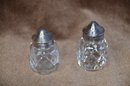 (#45) Waterford Salt And Pepper Shakers Chrome Top 3'H