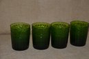 (#176) Green Glass Drinking Glasses (4)