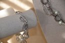 (#36) Silver Chunky Mesh Twisted Rope Necklace 12' ~ Silver Tone Chain Link Necklace 9' With Bracelet