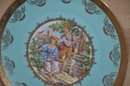 (#27) Vintage J.K. Carlsbad Western Germany Bavaria Porcelain Decorative Plate 10' Blue With Gold Details