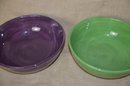(#88) Sorbet Hand Painted Purple And Green Serving Bowls 11' - Slight Chips On Edge