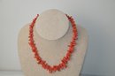 (#446) Orange Coral Bone Shell Coral Necklace 14K Clasp