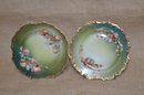 (#29) Vintage Victorian Decorative Plates Signed 59/2940 Green With Fruit Design Detail