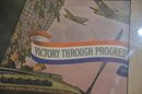 14) Vintage Framed Print Of Victory Through Progress Buy War Bonds & Stamps Today, Keep America Free