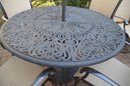 Outdoor Round 48' Patio Table 5 Chairs (includes 1 Swivel)  1 (different), Umbrella With Stand And Side Table