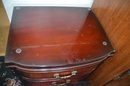 Vintage Mahogany 3 Drawer Night Stand With Protective Glass Top By Robert W. Caldwell