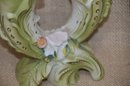 (#30) Vintage Porcelain Hand Painted Vase ~ Ardalt Porcelain Hand Painted Double Bud Vase (flower Broken Off)